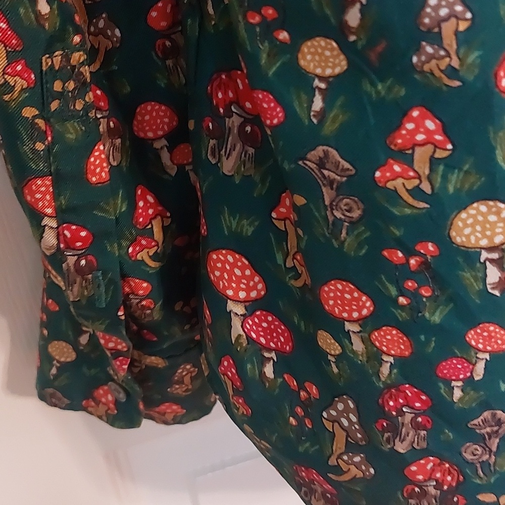 J. Crew Green Silk Mushroom Ruffle-Neck Blouse - Picture 7 of 7
